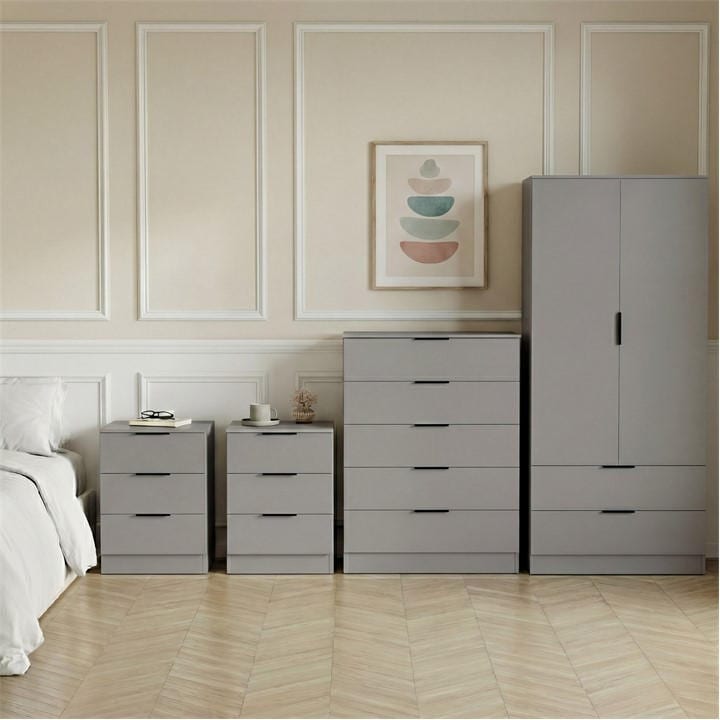 Lassic  Grey Vida Designs Trega 4 Piece Bedroom Set 6 in Size 4pcs, Sports Direct