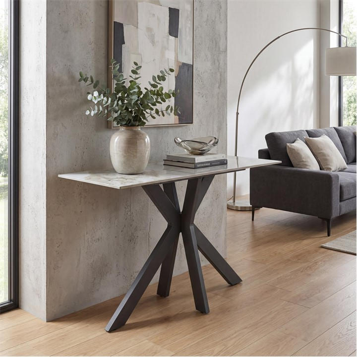 Shankar  White Toronto Ceramic Console Table in Size 45x76x120, Sports Direct