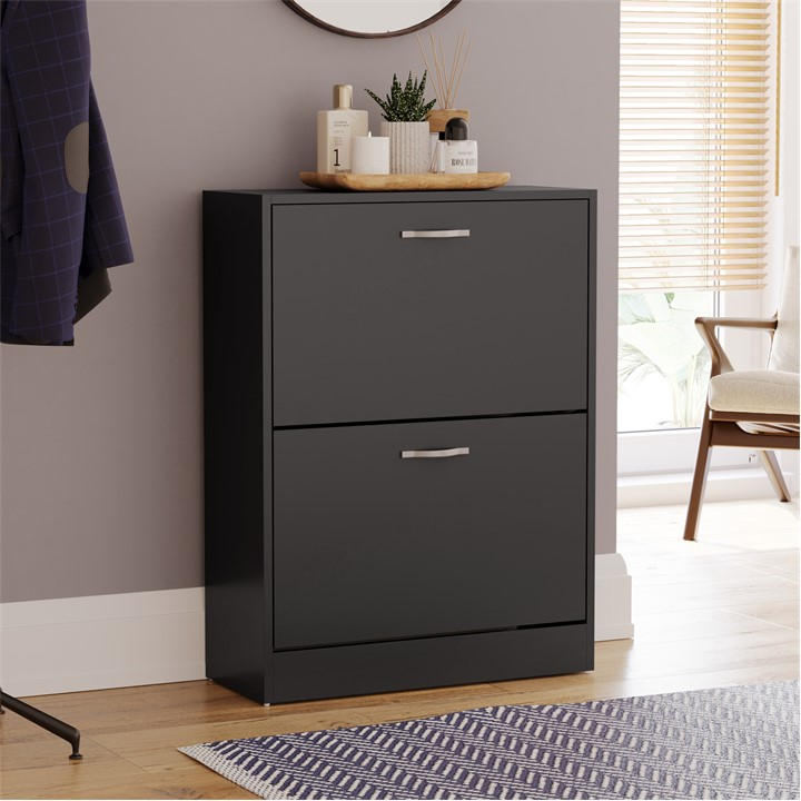 Lassic  Black Vida Designs 2 Drawer Shoe Cabinet, Sports Direct