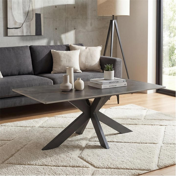 Shankar  Grey Toronto Ceramic Coffee Table in Size 60x45x110, Sports Direct