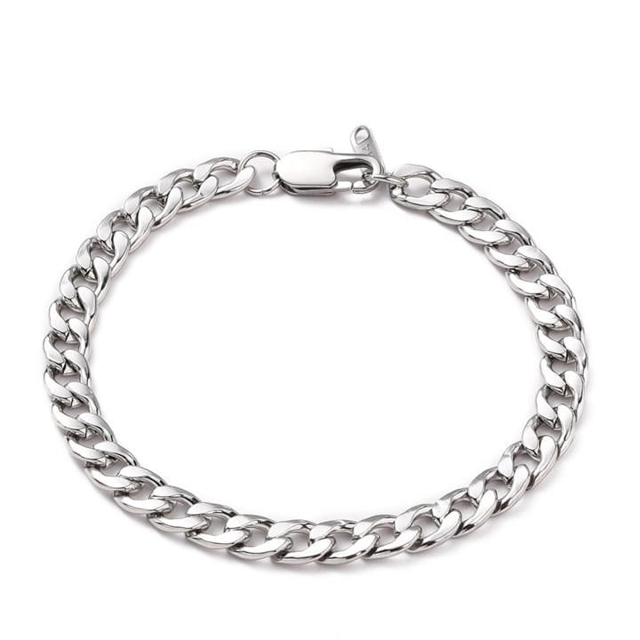 Aye Do Gifts Men's Silver Curb Chain Bracelet 2898-Np, Sports Direct