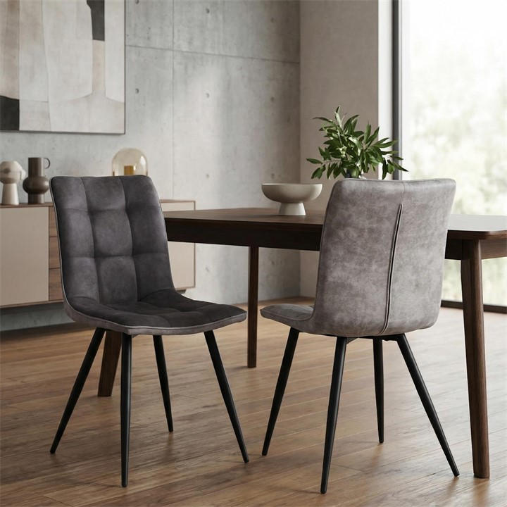 Shankar  Grey Set Of 2 Rodeo Suede Effect Dining Chairs in Size M, Sports Direct