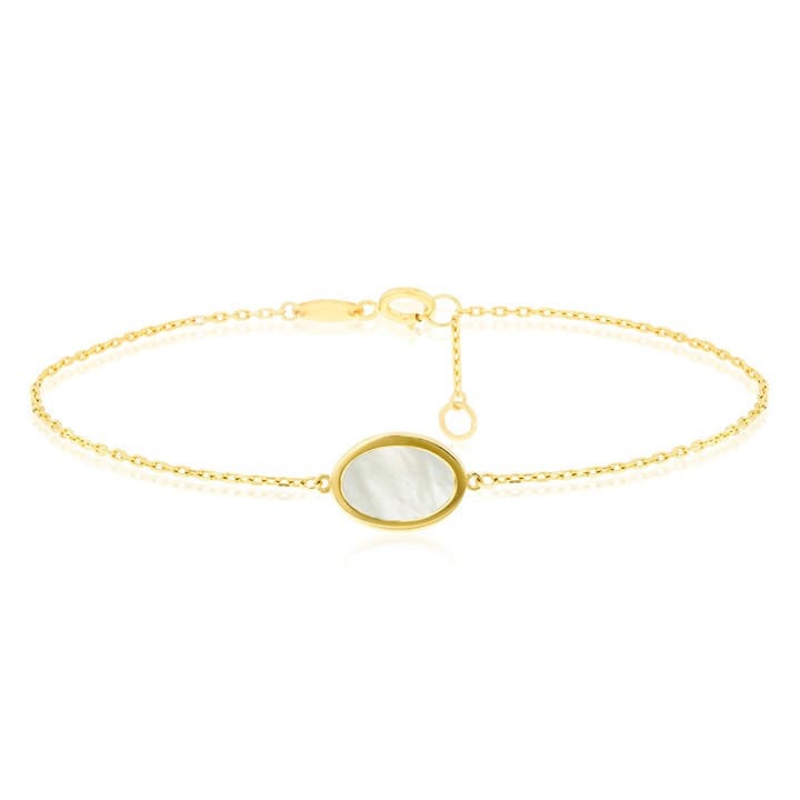 Be You Women's Gold 9Ct Oval Mother Of Pearl Bracelet, Sports Direct