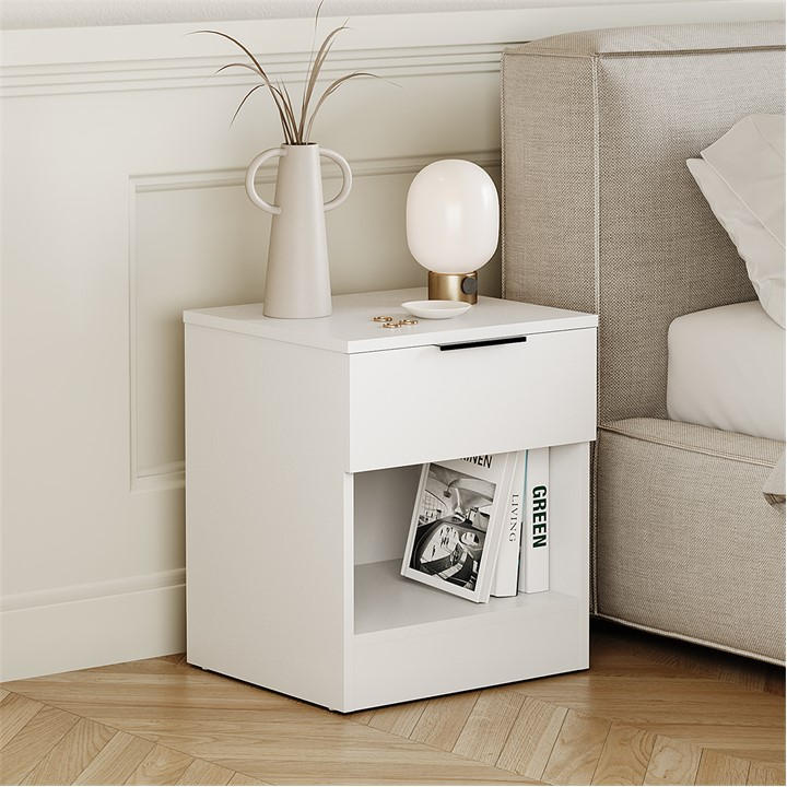 Lassic  White Trega 1 Drawer Bedside Chest, Sports Direct