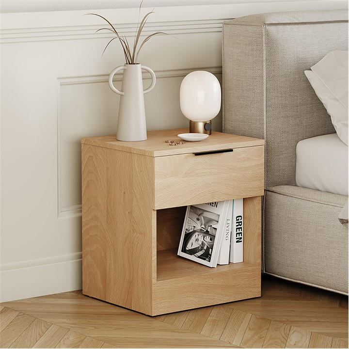 Lassic Unisex Beige Trega 1 Drawer Bedside Chest