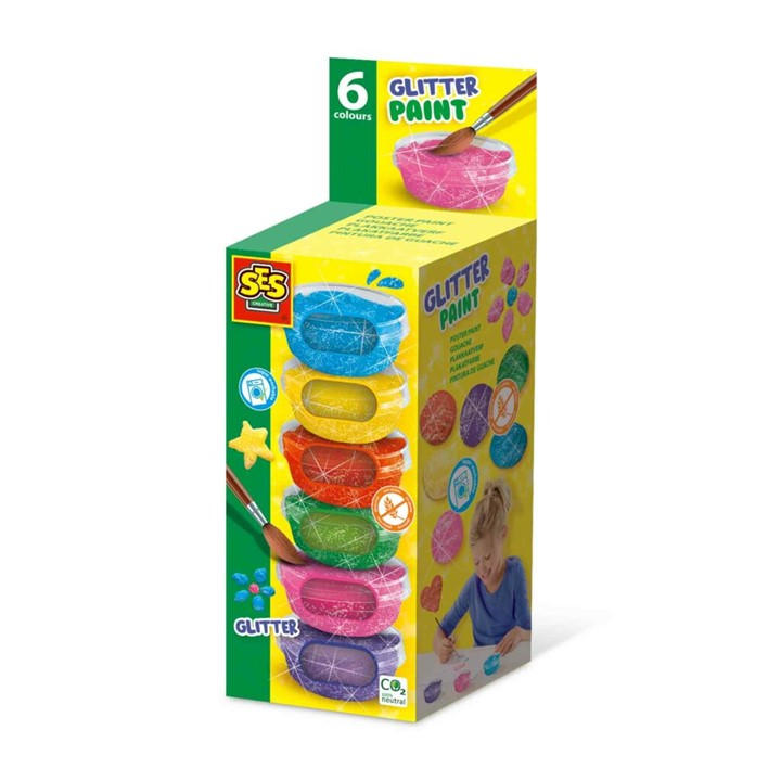 Ses Creative Unisex Kids Multi Poster Paint Glitter (6X45ml)