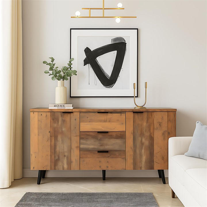 Urban Meuble  Brown Rustic Sideboard Space Saver Ample Storage, Sports Direct