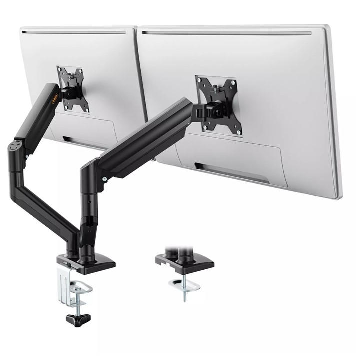Vonhaus  Black Gas Lift Dual Monitor Arm With Clamp, Sports Direct