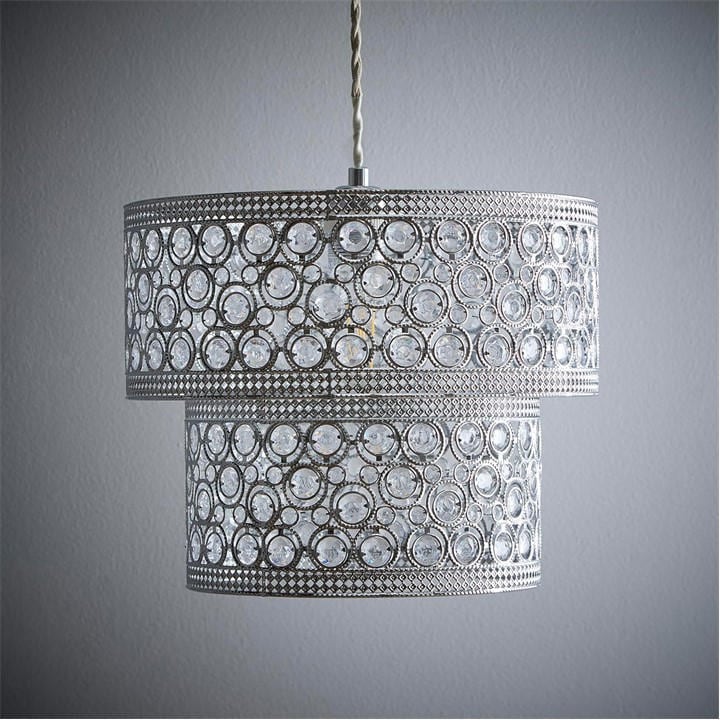 K Living  Silver Hazel 2-Tier Light Pendant With Acrylic Beads, Sports Direct