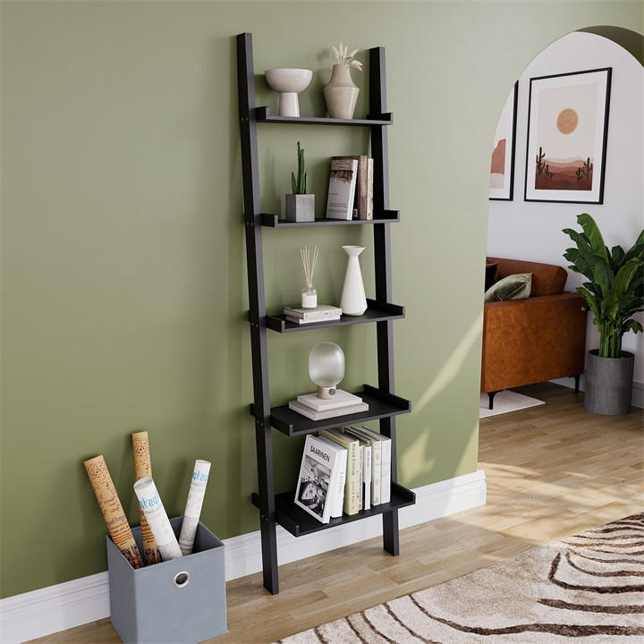 Lassic  Black Vida Designs York 5 Tier Ladder Bookcase, Sports Direct