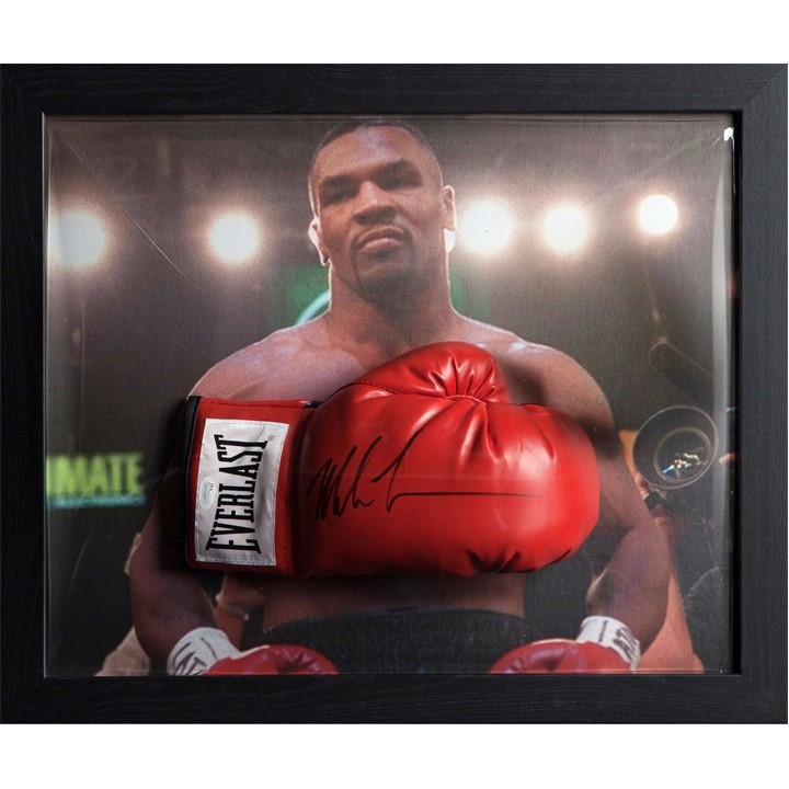 Allstarsignings Ltd  Red Mike Tyson Signed & Framed Everlast Boxing Glove, Sports Direct