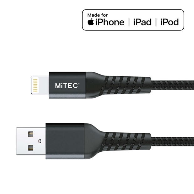 Merchandise - MiTEC - MITEC 1M MFI LIGHTNING BRAIDED CABLE BLACK