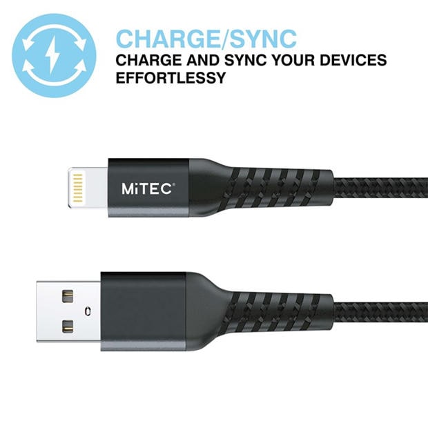 Merchandise - MiTEC - MITEC 1M MFI LIGHTNING BRAIDED CABLE BLACK
