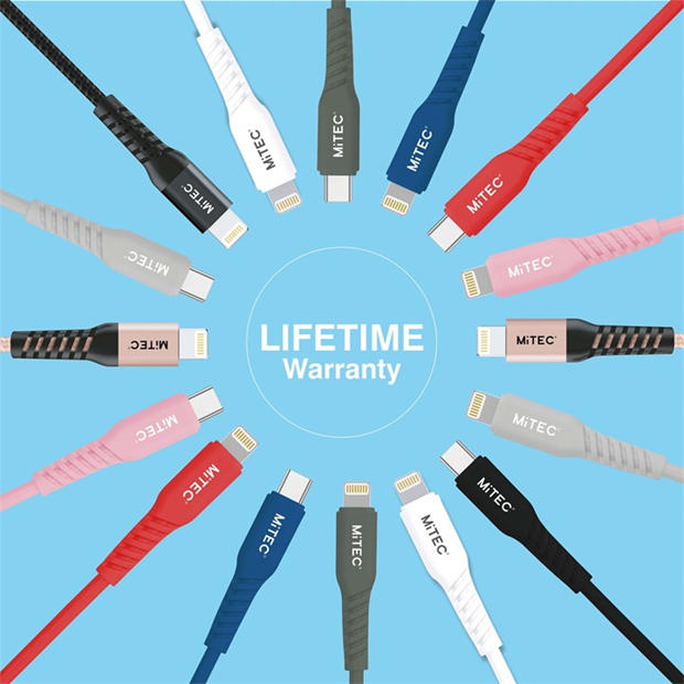 Merchandise - MiTEC - MITEC 1M MFI LIGHTNING BRAIDED CABLE BLACK