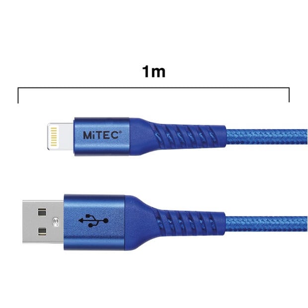 Phones - MiTEC - MITEC 1M MFI LIGHTNING BRAIDED CABLE BLUE