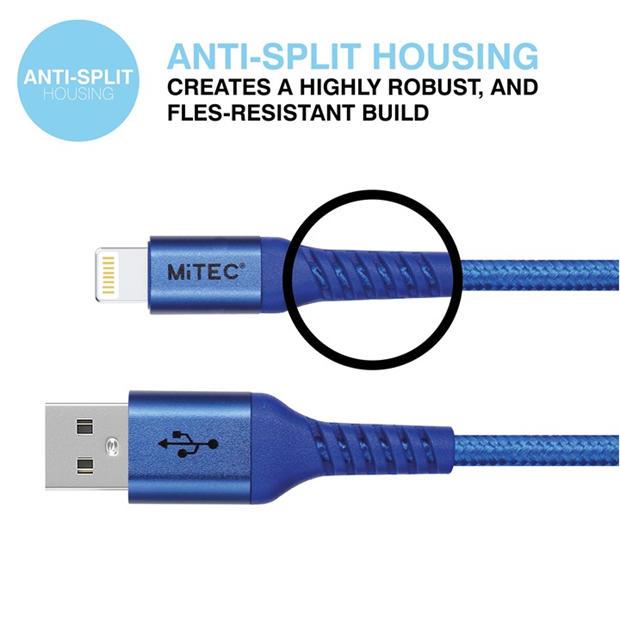 Phones - MiTEC - MITEC 1M MFI LIGHTNING BRAIDED CABLE BLUE