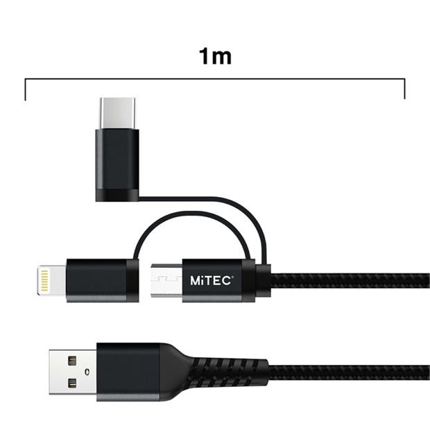 Merchandise - MiTEC - MITEC 1M UNIVERSAL MFI BRAIDED CABLE BLACK