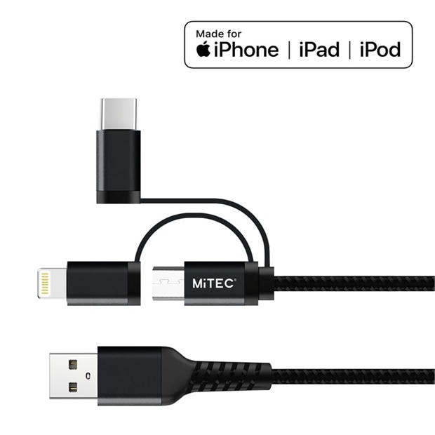 Merchandise - MiTEC - MITEC 1M UNIVERSAL MFI BRAIDED CABLE BLACK