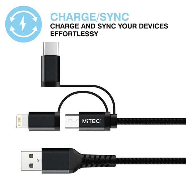 Merchandise - MiTEC - MITEC 1M UNIVERSAL MFI BRAIDED CABLE BLACK
