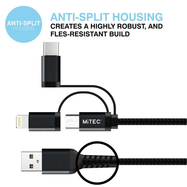 Merchandise - MiTEC - MITEC 1M UNIVERSAL MFI BRAIDED CABLE BLACK