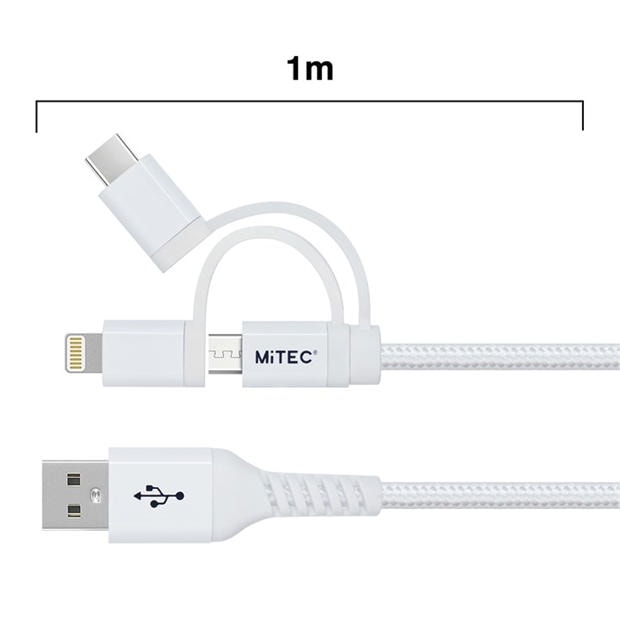 Merchandise - MiTEC - MITEC 1M UNIVERSAL MFI BRAIDED CABLE WHITE