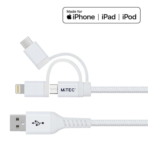 Merchandise - MiTEC - MITEC 1M UNIVERSAL MFI BRAIDED CABLE WHITE