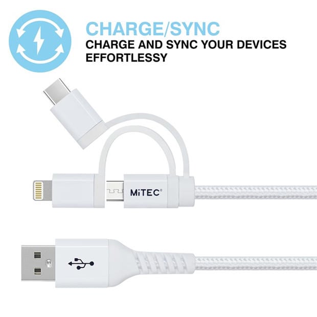 Merchandise - MiTEC - MITEC 1M UNIVERSAL MFI BRAIDED CABLE WHITE