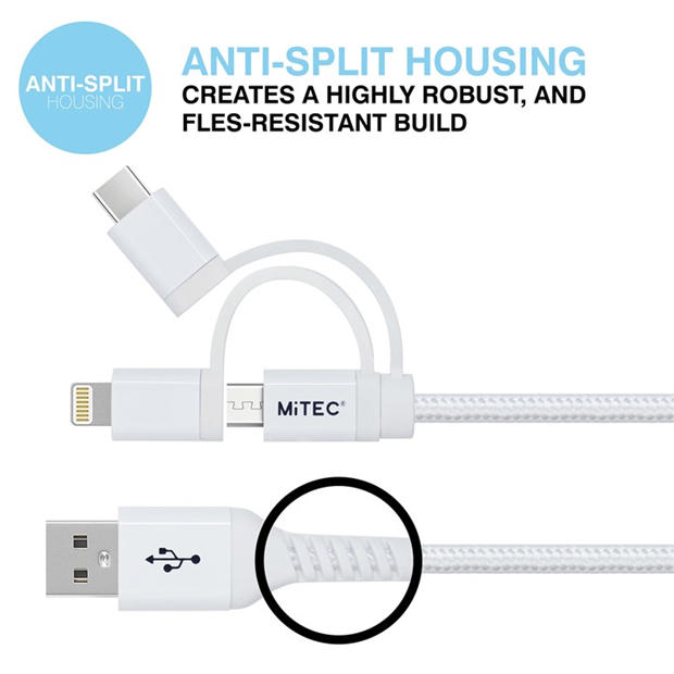 Merchandise - MiTEC - MITEC 1M UNIVERSAL MFI BRAIDED CABLE WHITE