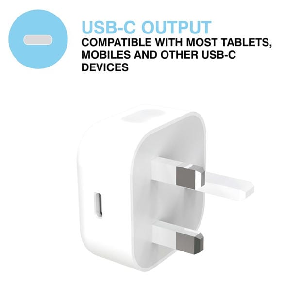 Merchandise - MiTEC - MITEC 20W USB-C PD MAINS CHARGER WHITE