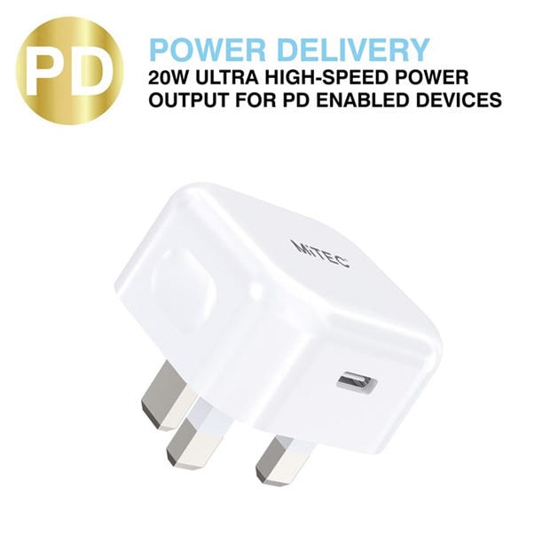 Merchandise - MiTEC - MITEC 20W USB-C PD MAINS CHARGER WHITE