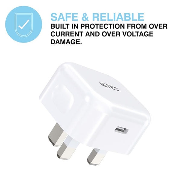Merchandise - MiTEC - MITEC 20W USB-C PD MAINS CHARGER WHITE