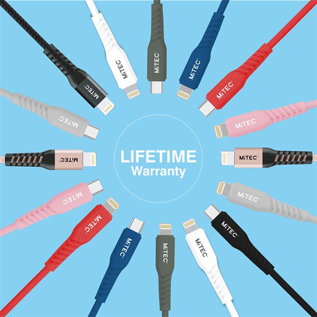 Merchandise - MiTEC - MITEC 1M MFI LIGHTNING BRAIDED CABLE SILVER