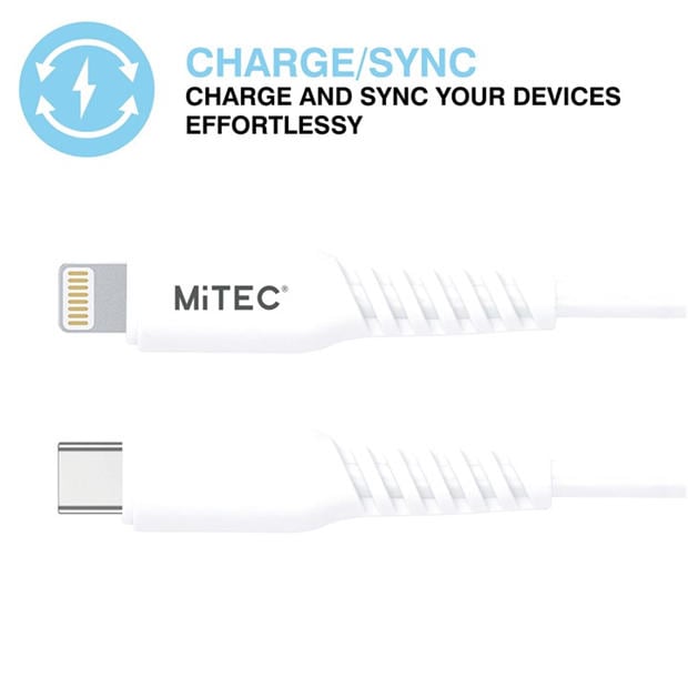 Merchandise - MiTEC - MITEC 1M USB-C TO MFI LIGHTNING CABLE WHITE