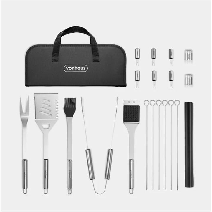 Vonhaus  Silver - 20Pc Bbq Tool Set With Nylon Case, Sports Direct