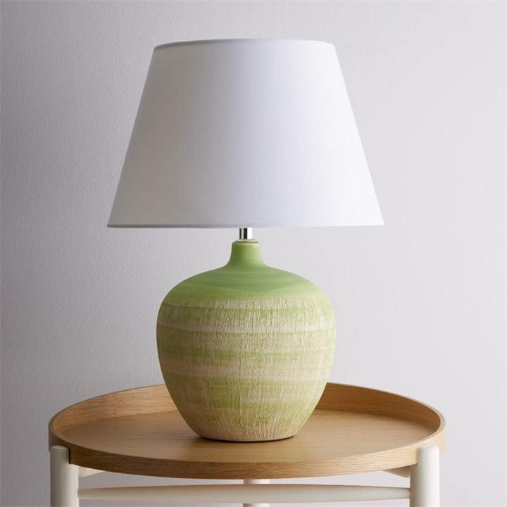 K Living  Green Tenby Glazed Ceramic Table Lamp With Fabric Shade, Sports Direct