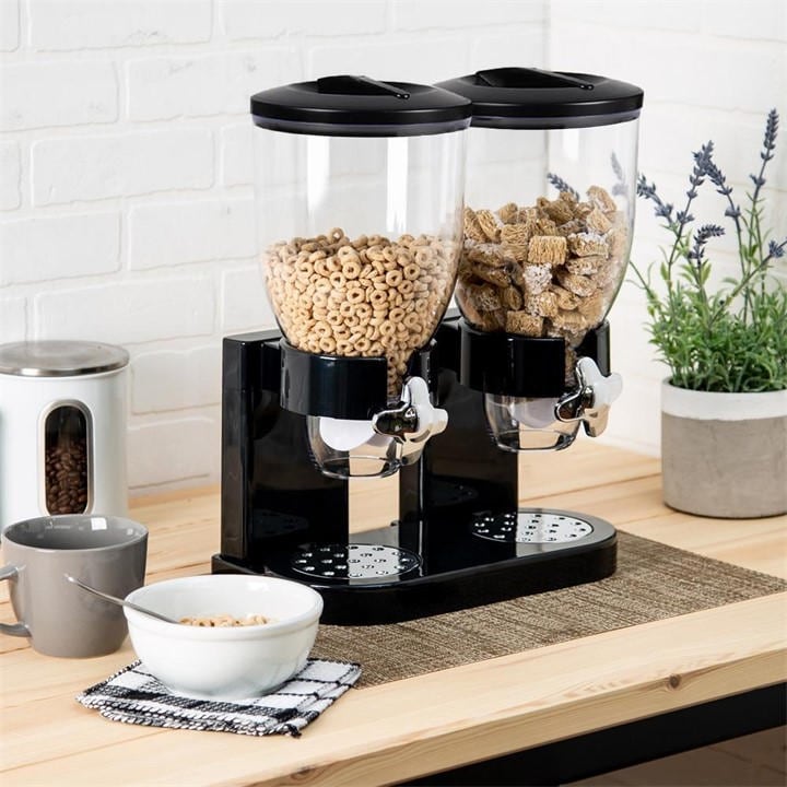 Life Ideas  Black Modern Food Dispenser Cereal Containers Storage, Sports Direct