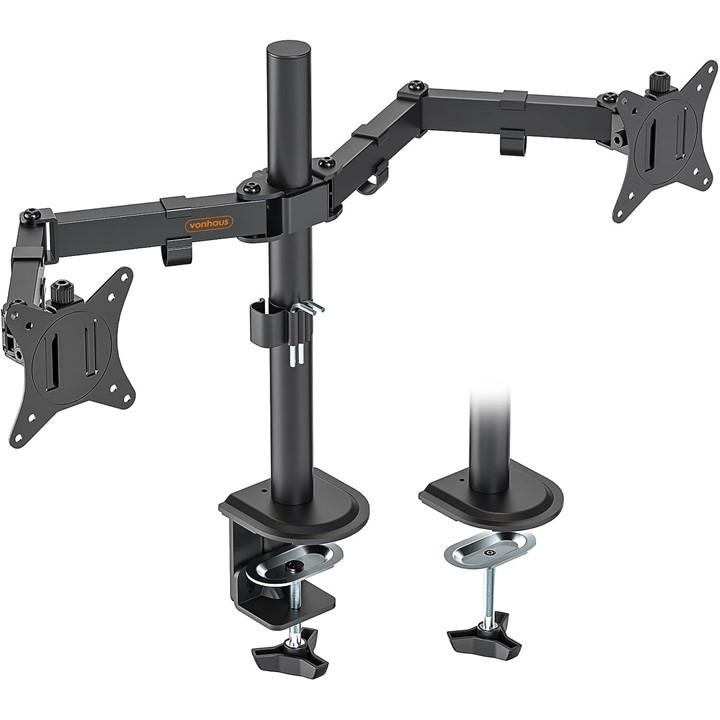Vonhaus  Black Dual Arm Desk Mount With Clamp, Sports Direct