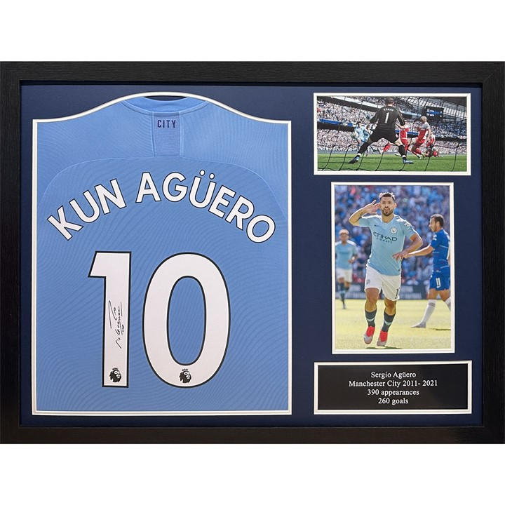 Manchester City    Sergio Aguero Signed & Framed  Shir, Football by AllStarSignings Ltd, Sports Direct