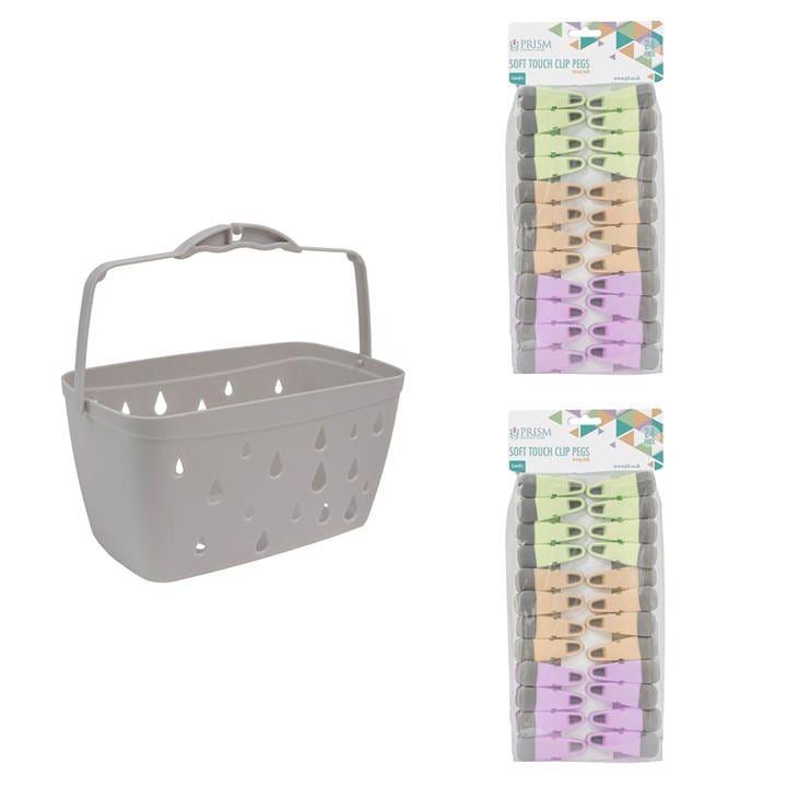 Jvl   Grey Peg Basket With 48 Prism Soft Touch Clip in Size Individual, Sports Direct