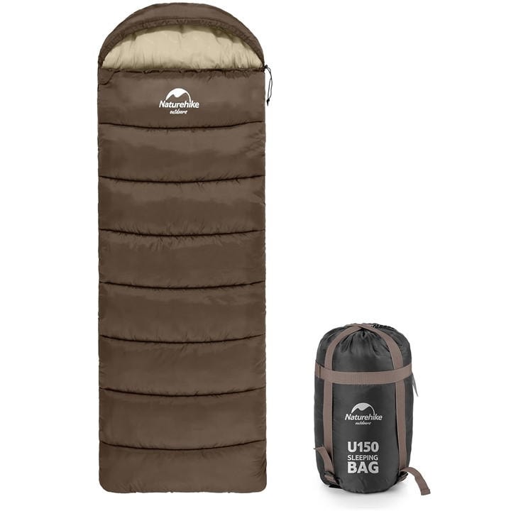 Naturehike  Brown U Series Envelope Sleeping Bag With Hood in Size 100ml, Sports Direct