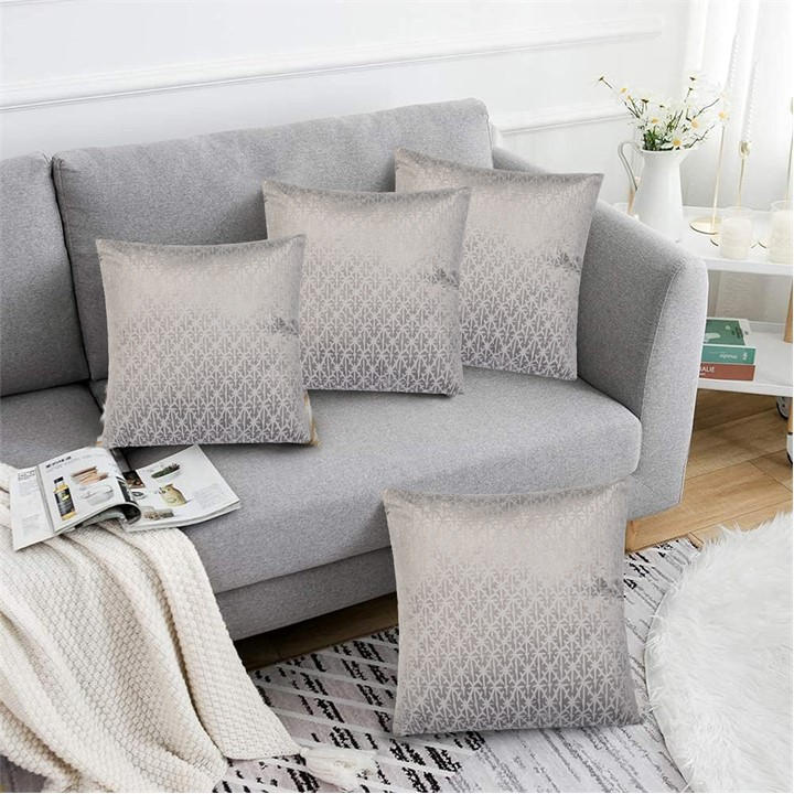 Alan Symonds  Silver Textured Velvet Cushion Set Of 4 in Size 45x45cm, Sports Direct