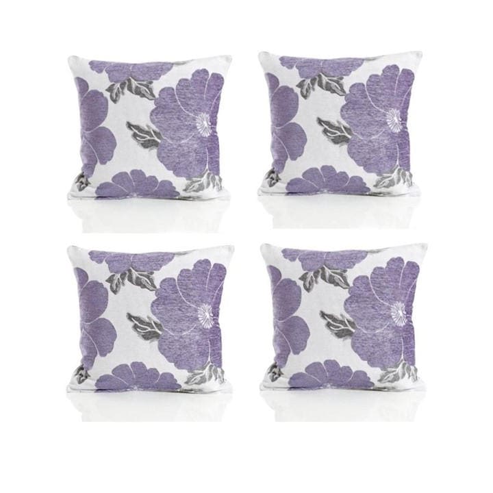 Alan Symonds  Purple Poppy Chenille Cushion Set Of 4 in Size 45x45cm, Sports Direct