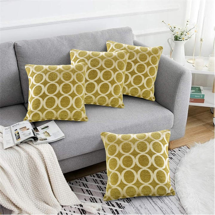 Alan Symonds  Green Geometric O Chenille Cushion Set Of 4 in Size 45x45cm, Sports Direct