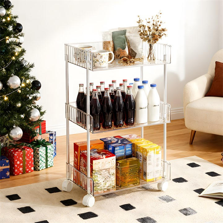 Life Ideas  Clear Transparent Rolling Storage Cart, Sports Direct