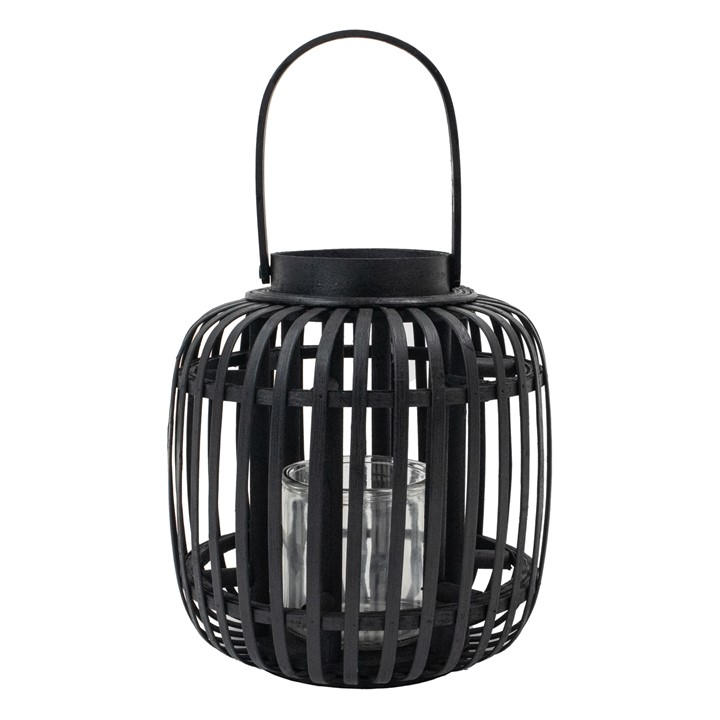 Jvl  Black Luna Natural Bamboo Lantern With Handle - Blac in Size Single, Sports Direct