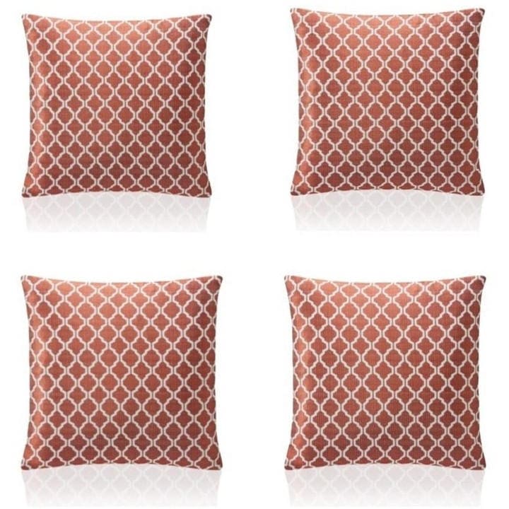 Alan Symonds  Orange Two Tone Geometric Jacquard Cushion Set Of 4 in Size 45x45cm, Sports Direct