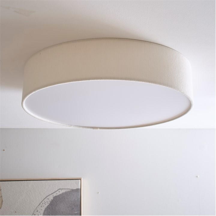 K Living  White Crete 45Cm 3 Light Velvet Drum Shade, Sports Direct