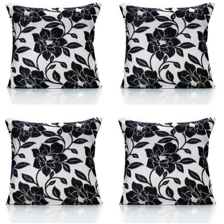 Alan Symonds  Black Peony Chenille Cushion Set Of 4 in Size 45x45cm, Sports Direct