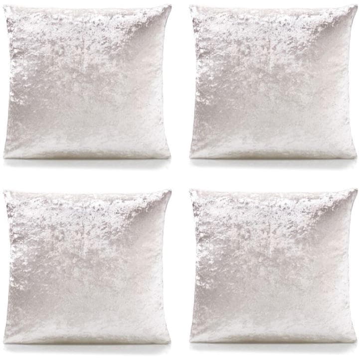 Alan Symonds  Cream Plain Crushed Velvet Cushion Set Of 4 in Size 45x45cm, Sports Direct