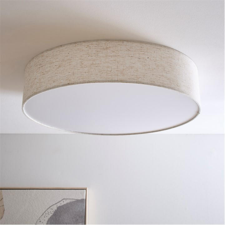 K Living  Beige Capri 45Cm 3 Light Linen Drum Shade, Sports Direct